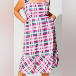 Torrid Pink and Green Plaid Dress size 3 Frilly Straps NWT Christmas dress